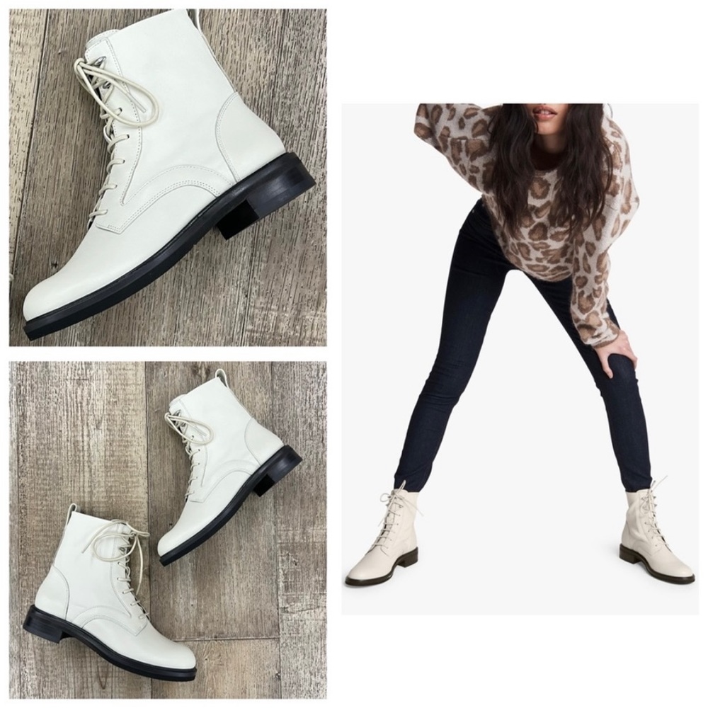 NIB: RAG & BONE Women’s Slayton Leather Lace Up Boot, Antique White Sz 7 (37 EU) - Picture 1 of 15